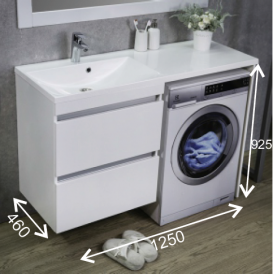 Тумба подвесная Буль-Буль Jamaica 1250x460x925 мм левая с раковиной Amelia 1250 мм искусственный камень белый 11012512210