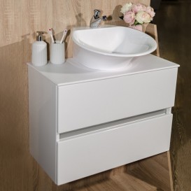 Тумба подвесная Буль-Буль Rodos 690х342х700 мм с раковиной Nila белый со столешницей Rodos (Rodos + 7305101)