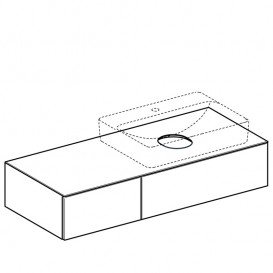 Тумба підвісна для накладної раковини Geberit VariForm 135 см з двома висувними ящиками білий глянцевий/білий матовий 501.177.00.1