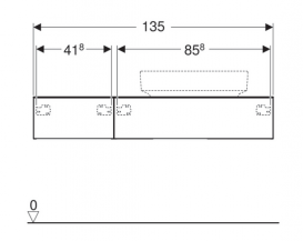 Тумба подвесная для накладной раковины Geberit VariForm 135 см с двумя выдвижными ящиками лава матовый 501.178.00.1