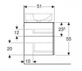 Тумба подвесная для накладной раковины Geberit VariForm 120 см с тремя выдвижными ящиками лава матовый 501.184.00.1