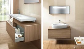 Тумба подвесная для раковины Hatria Sliding wood system 100 без отверстий орех YXS292