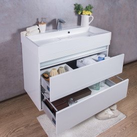 Тумба підвісна Fancy Marble Borneo 90x45,9 см із раковиною Ashley 900 МДФ білий Borneo Borneo 900 Б Ash