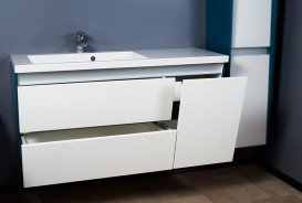 Тумба підвісна Fancy Marble Cyprus 124,5х47 см права з раковиною Peggy 1250 МДФ білий 10712512201