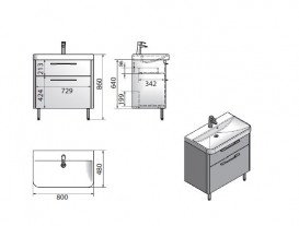 Тумба підвісна Fancy Marble Devon 79,1х48,7 см із раковиною Carla 800C МДФ сірий ШН-Carla С