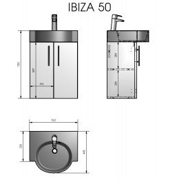 Тумба подвесная Fancy Marble Ibiza 50,5x31,5 см с раковиной Comfort 512C шпон дуба ШН-512ш