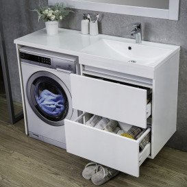 Тумба підвісна Fancy Marble Jamaica 124,5x46,2 см права з раковиною Amelia штучний камінь білий 11012512201