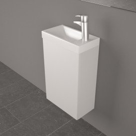 Тумба подвесная Fancy Marble Java 39,4x21,6 см петли справа с раковиной Ida 400 МДФ белый 12404012200