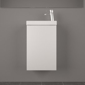 Тумба подвесная Fancy Marble Java 39,4x21,6 см петли справа с раковиной Ida 400 МДФ белый 12404012200