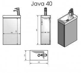 Тумба підвісна Fancy Marble Java 39,4x21,6 см петлі праворуч із раковиною Ida 400 МДФ білий 12404012200