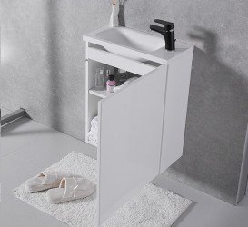 Тумба підвісна Fancy Marble Java 50x24,5 см петлі праворуч з раковиною Linnea 500 МДФ білий 12505012200