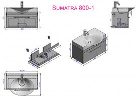 Тумба підвісна Fancy Marble Sumatra-1 80,7х55, 8 см з раковиною Carme 800 МДФ сірий SUM1-800N G