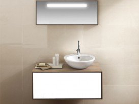 Тумба подвесная Hatria Sliding wood system 100 с отверстием справа дерево орех/белый глянец YXTP92