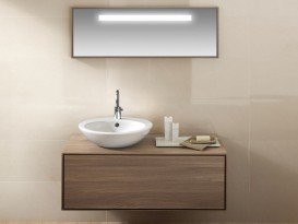 Тумба подвесная Hatria Sliding wood system 100 с отверстием слева дерево орех YXTK92