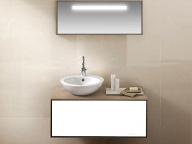 Тумба подвесная Hatria Sliding wood system 100 с отверстием слева (cut 3) дерево орех/белый глянец YXW392