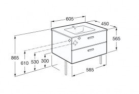 Тумба подвесная МДФ 60х46 белый глянец с раковиной для ванной Roca Victoria керамика белый A855884806