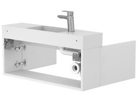 Тумба подвесная Miraggio Minima с раковиной Toni 850 МДФ белый мат 8815059