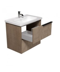 Тумба подвесная Мойдодыр Illusion 70-A с раковиной Creavit Ideal ДСП дуб натуральный 00-0008592