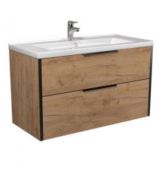 Тумба підвісна Мийдодир Line Craft 100 з раковиною Cosmo ДСП дуб крафт 00-0008386