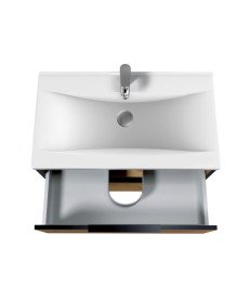 Тумба подвесная Мойдодыр Line Craft 80 с раковиной Rodeo ДСП дуб крафт 00-0008077