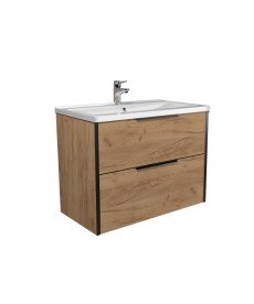 Тумба подвесная Мойдодыр Line Craft 80 с раковиной Rodeo ДСП дуб крафт 00-0008077