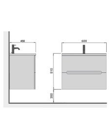 Тумба підвісна Мийдодир Octavio 60-A з раковиною Cosmopolitan ДСП/МДФ білий глянець 00-0006530