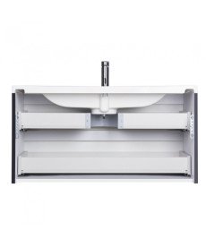 Тумба подвесная Мойдодыр Paula 100-A с раковиной Cosmopolitan ДСП/МДФ белый глянец/графит глянцевый 00-0006534