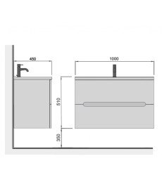 Тумба подвесная Мойдодыр Paula 100-A с раковиной Cosmopolitan ДСП/МДФ белый глянец/графит глянцевый 00-0006534