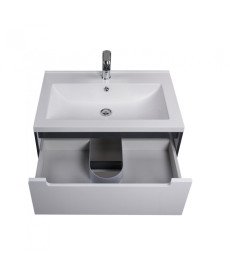 Тумба подвесная Мойдодыр Paula 60-A с раковиной Cosmopolitan ДСП/МДФ белый глянец/графит глянцевый 00-0006524