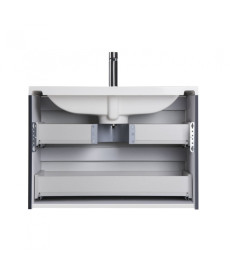 Тумба подвесная Мойдодыр Paula 60-A с раковиной Cosmopolitan ДСП/МДФ белый глянец/графит глянцевый 00-0006524