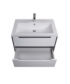 Тумба подвесная Мойдодыр Paula 60-A с раковиной Cosmopolitan ДСП/МДФ белый глянец/графит глянцевый 00-0006524