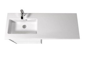 Тумба подвесная Мойдодыр Polo Loft 60-U с раковиной Adam 120 L МДФ/ДСП белый глянцевый/бетон светлый 00-0009405
