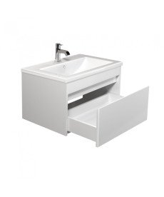 Тумба подвесная Мойдодыр Prime 60-А с раковиной Como ДСП/МДФ белый глянец 00-0006137