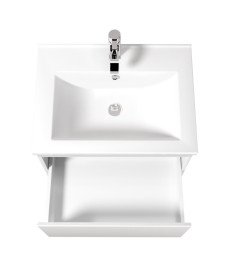 Тумба подвесная Мойдодыр Prime 60-А с раковиной Cosmo ДСП/МДФ белый глянец 00-0009148