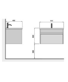 Тумба подвесная Мойдодыр Prime 60-А с раковиной Cosmo ДСП/МДФ белый глянец 00-0009148