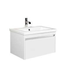 Тумба подвесная Мойдодыр Prime 60-А с раковиной Cosmo ДСП/МДФ белый глянец 00-0009148