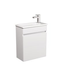 Тумба подвесная Мойдодыр Vela 50-А с раковиной Piccolo ДСП/МДФ белый глянец 00-0009271