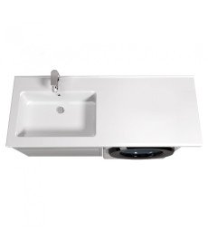 Тумба подвесная Мойдодыр Wing 60-А-W с раковиной Rodeo L ДСП/МДФ белый глянец 00-0008340