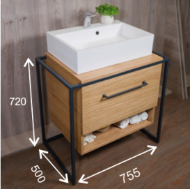 Тумба под раковину Буль-Буль Loft 755х500х720 мм ДСП/шпон/металл дуб Loft 1