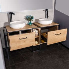 Тумба для підлоги під раковину Буль-Буль Loft 1550х500х720 мм ДСП / шпон / метал дуб Loft 2