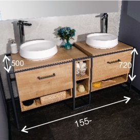 Тумба для підлоги під раковину Буль-Буль Loft 1550х500х720 мм ДСП / шпон / метал дуб Loft 2