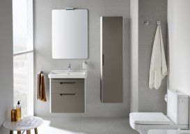 Тумба подвесная с раковиной для ванной Roca Dama-N 51,2х30,2 см серый антрацит глянец A851046153