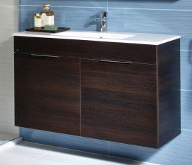 Тумба підвісна з раковиною для ванної Jika Cube 80х43 см темний дуб H4537521763021