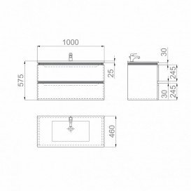Тумба подвесная Sanwerk Amata Air 101х46 см с раковиной Клеа белый MV0000798