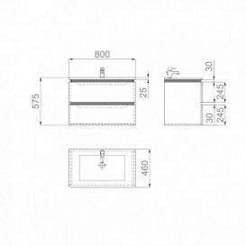Тумба подвесная Sanwerk Amata Air 81х46 см с раковиной Падова белый MV0000809