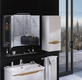 Тумба підвісна Sanwerk Liga Air 80х44 см з раковиною Канте білий/мессіна MV0000646