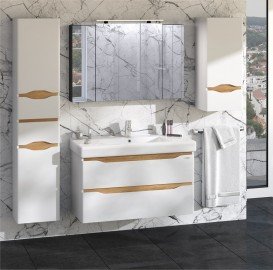 Тумба підвісна Sanwerk Liga Air 90х44 см з раковиною Принц білий/мессіна MV0000394