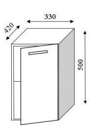 Тумба приставна Marsan Regine розпашна права/ліва 500х420х330мм МДФ графіт глянець REGINE500Х420графит