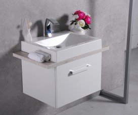 Тумба підвісна Буль-Буль Santa Cruz 800х500х608 з раковиною Lilly 600 і стільницею Santa Cruz (Santa Cruz + 4206101) + стільніця