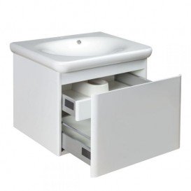 Тумба с раковиной Devit Fly 64х50см МДФ белый глянец 0020120W